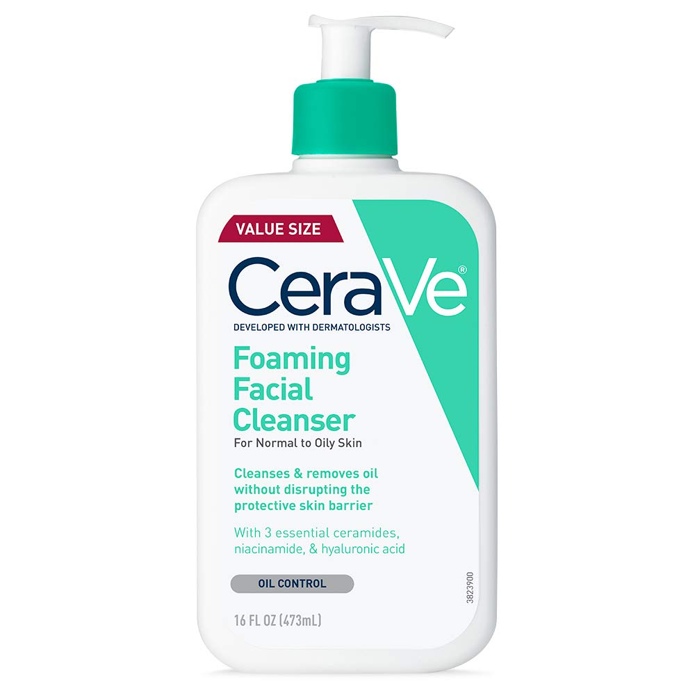 CeraVe Foaming Facial Cleanser, Daily Face Wash for Oily Skin, Hyaluronic Acid + Ceramides + Niacinamide, Fragrance Free & Paraben Free, Non-Drying Oil...