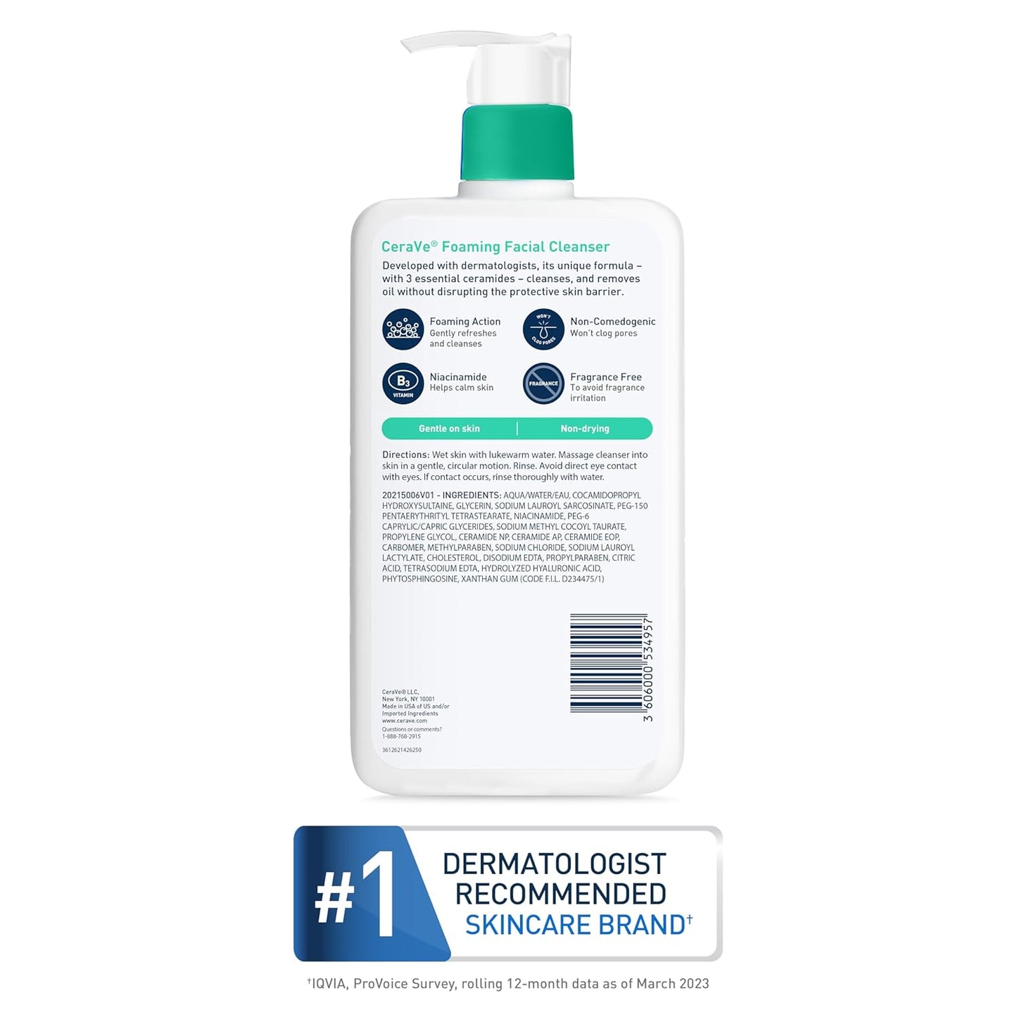 CeraVe Foaming Facial Cleanser, Daily Face Wash for Oily Skin, Hyaluronic Acid + Ceramides + Niacinamide, Fragrance Free & Paraben Free, Non-Drying Oil...